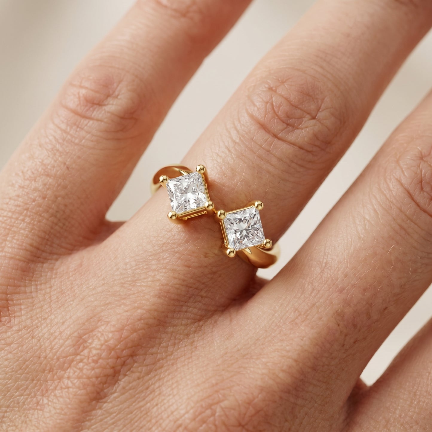 Princess Cut Lab Grown Diamond Ring in Yellow Gold