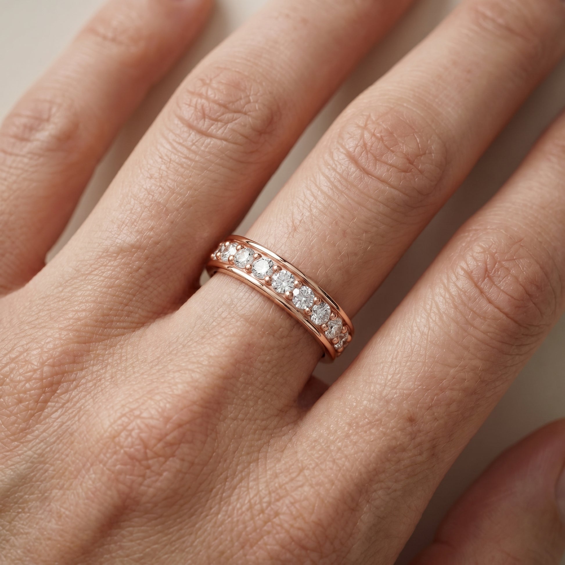 Round Cut Lab Grown Diamond Ring in Rose Gold