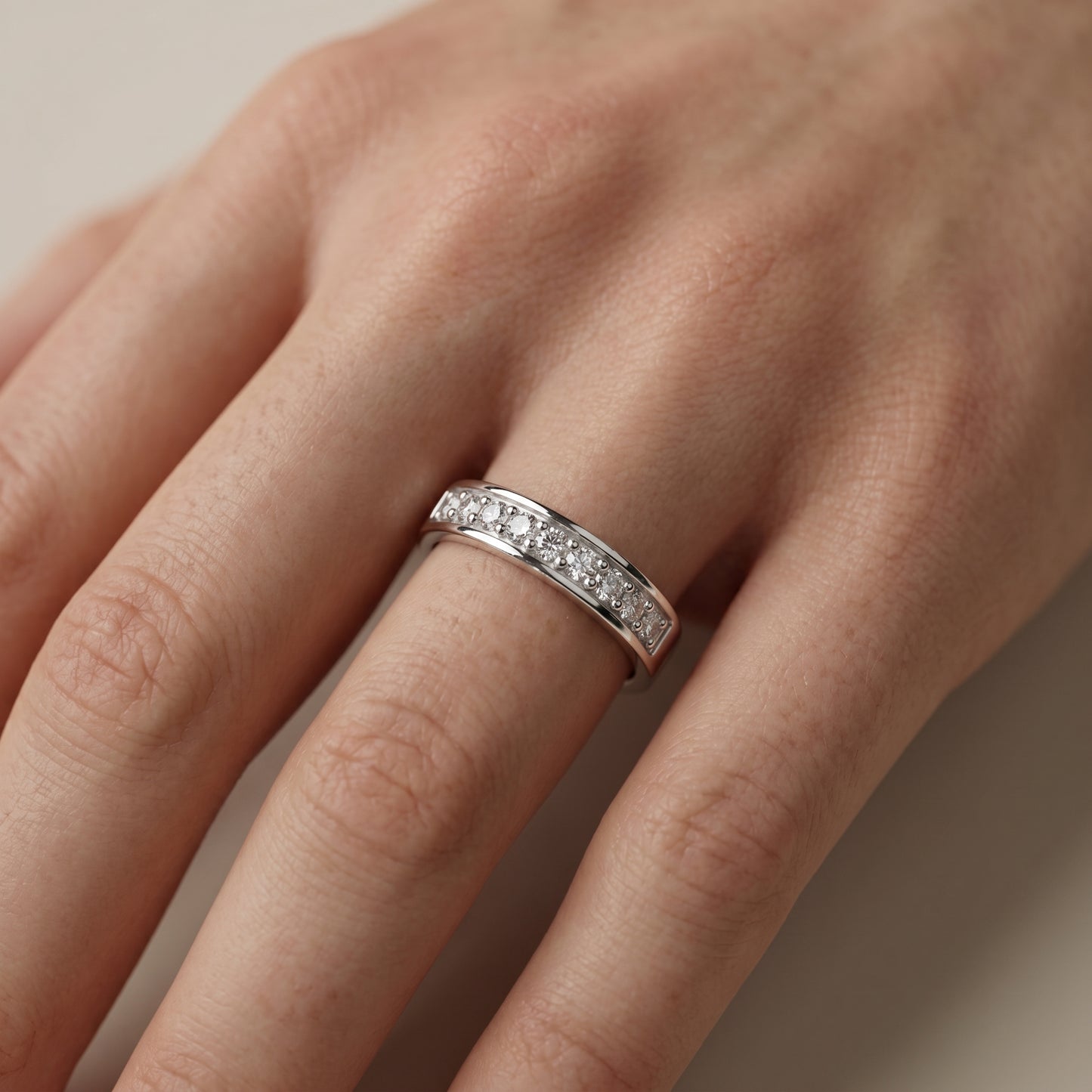 Round Cut Lab Grown Diamond Ring in Silver