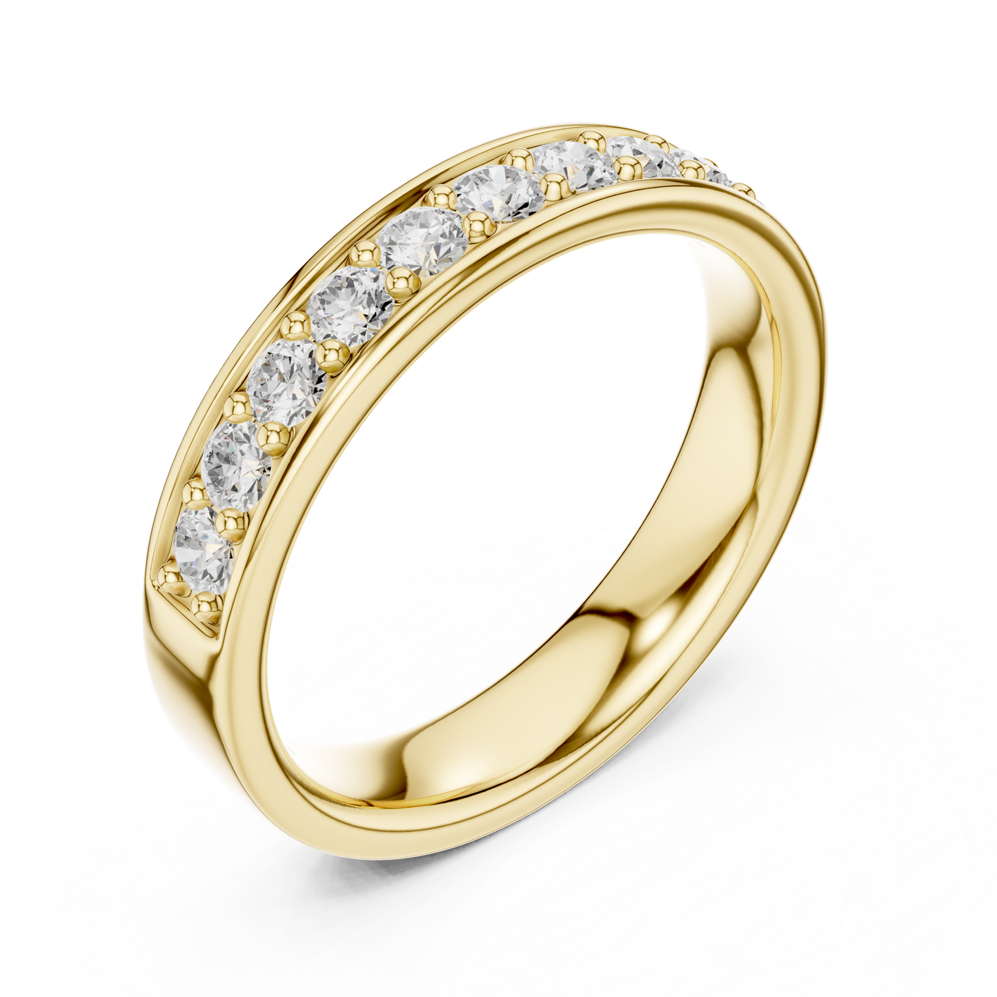 Round Cut Lab Grown Diamond Ring in Yellow Gold