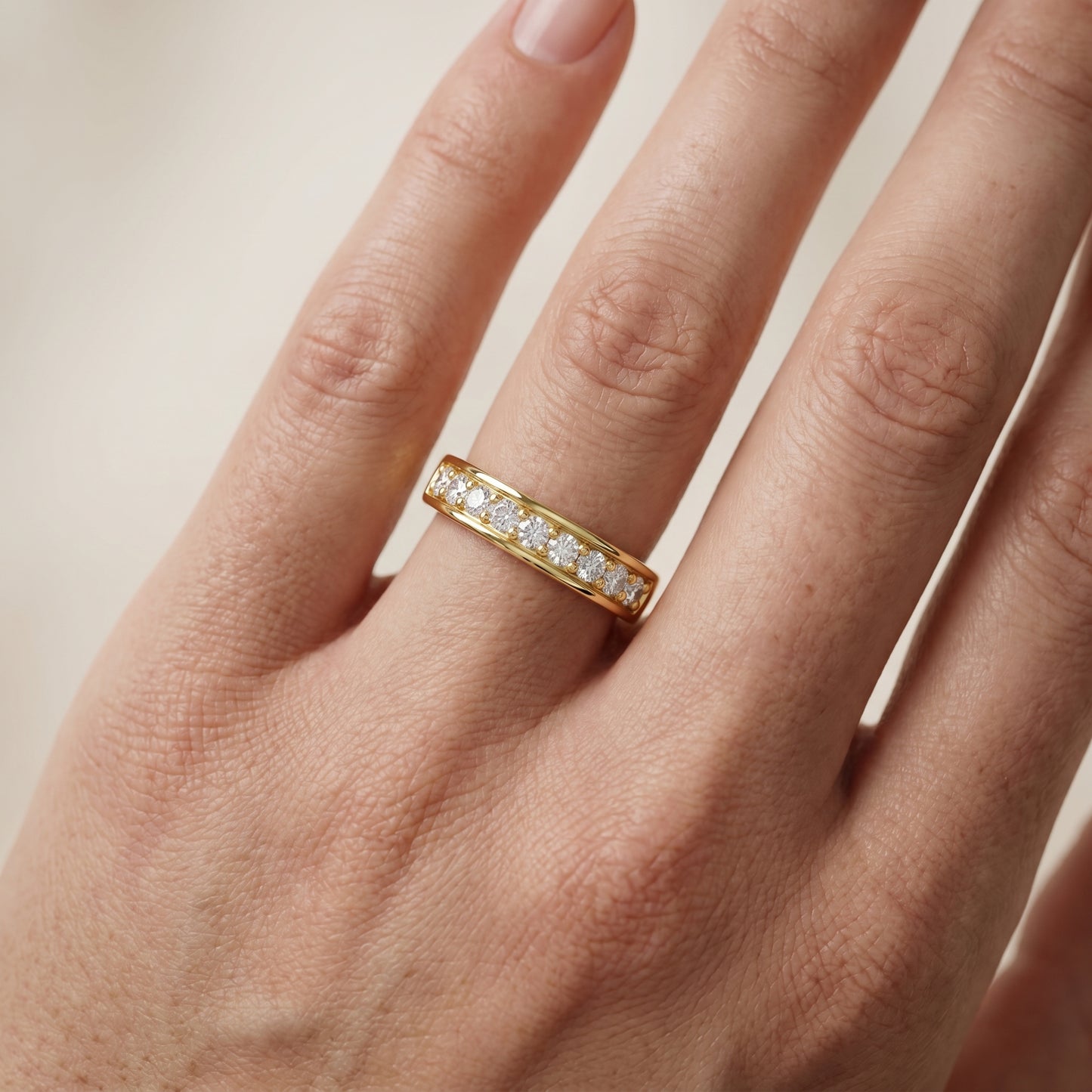 Round Cut Lab Grown Diamond Ring in Yellow Gold