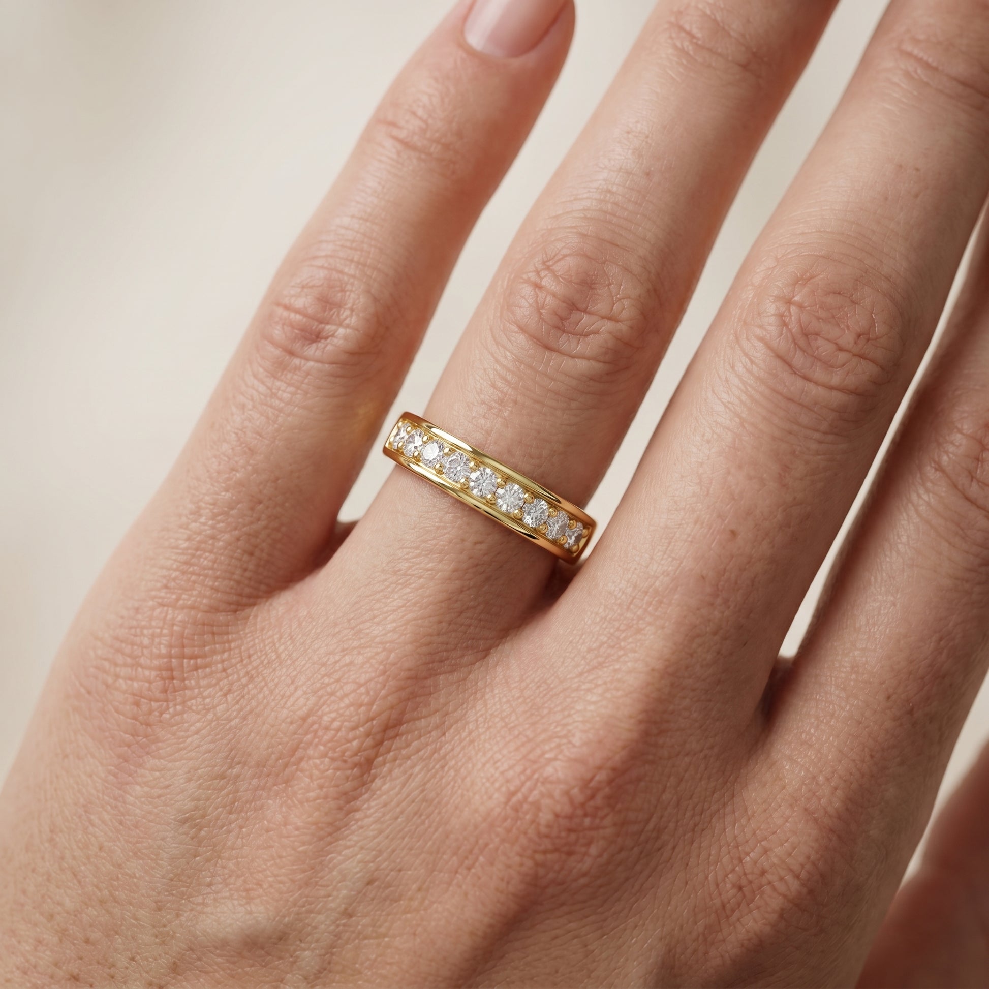 Round Cut Lab Grown Diamond Ring in Yellow Gold