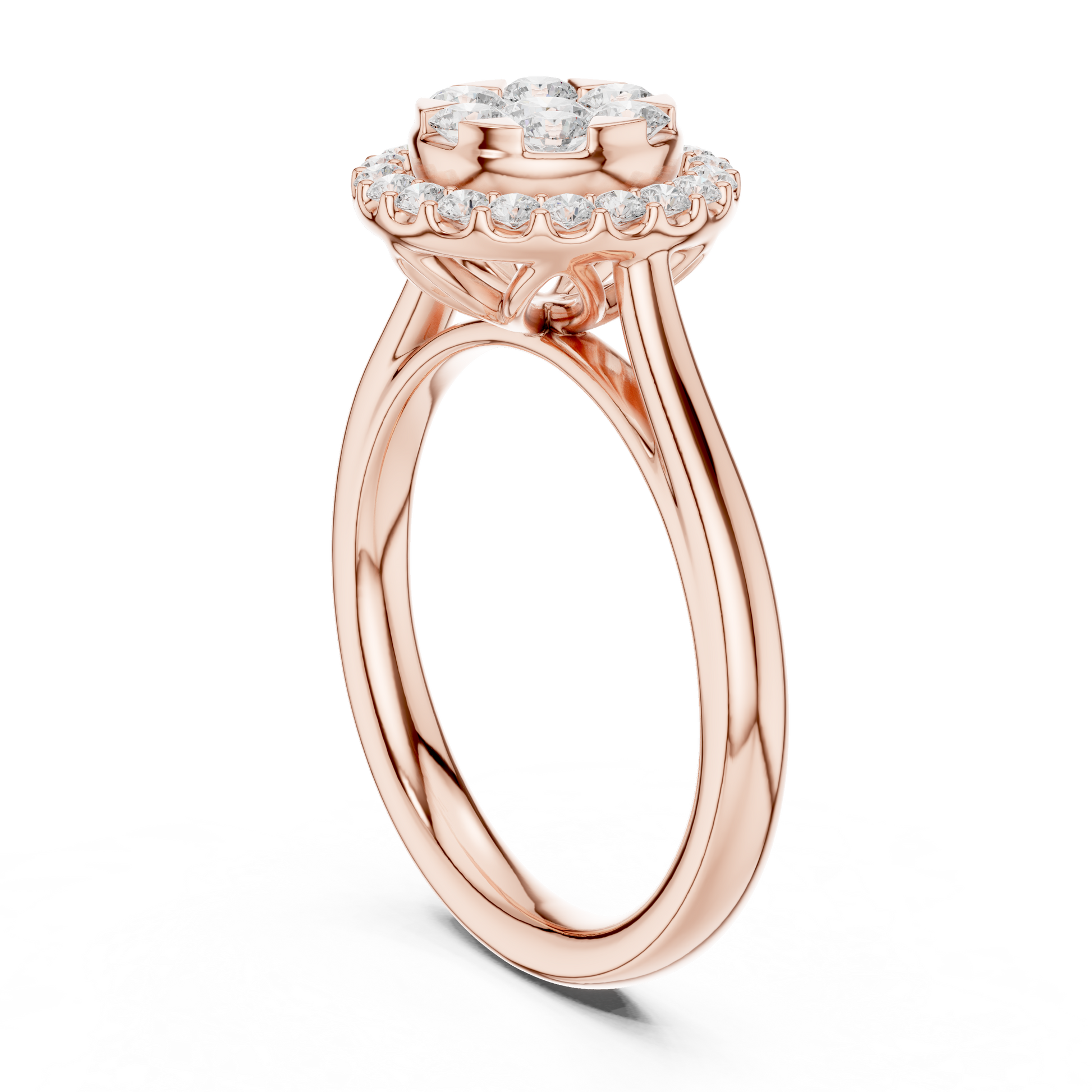 Round Cut Lab Grown Diamond Ring in Rose Gold