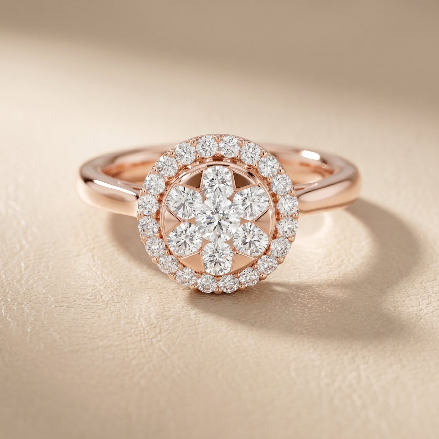 Round Cut Lab Grown Diamond Ring in Rose Gold