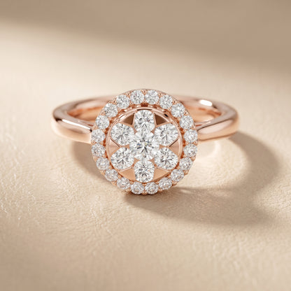 Round Cut Lab Grown Diamond Ring in Rose Gold