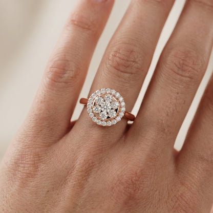 Round Cut Lab Grown Diamond Ring in Rose Gold