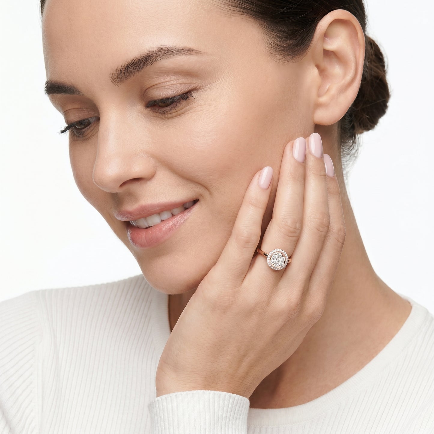 Round Cut Lab Grown Diamond Ring in Rose Gold