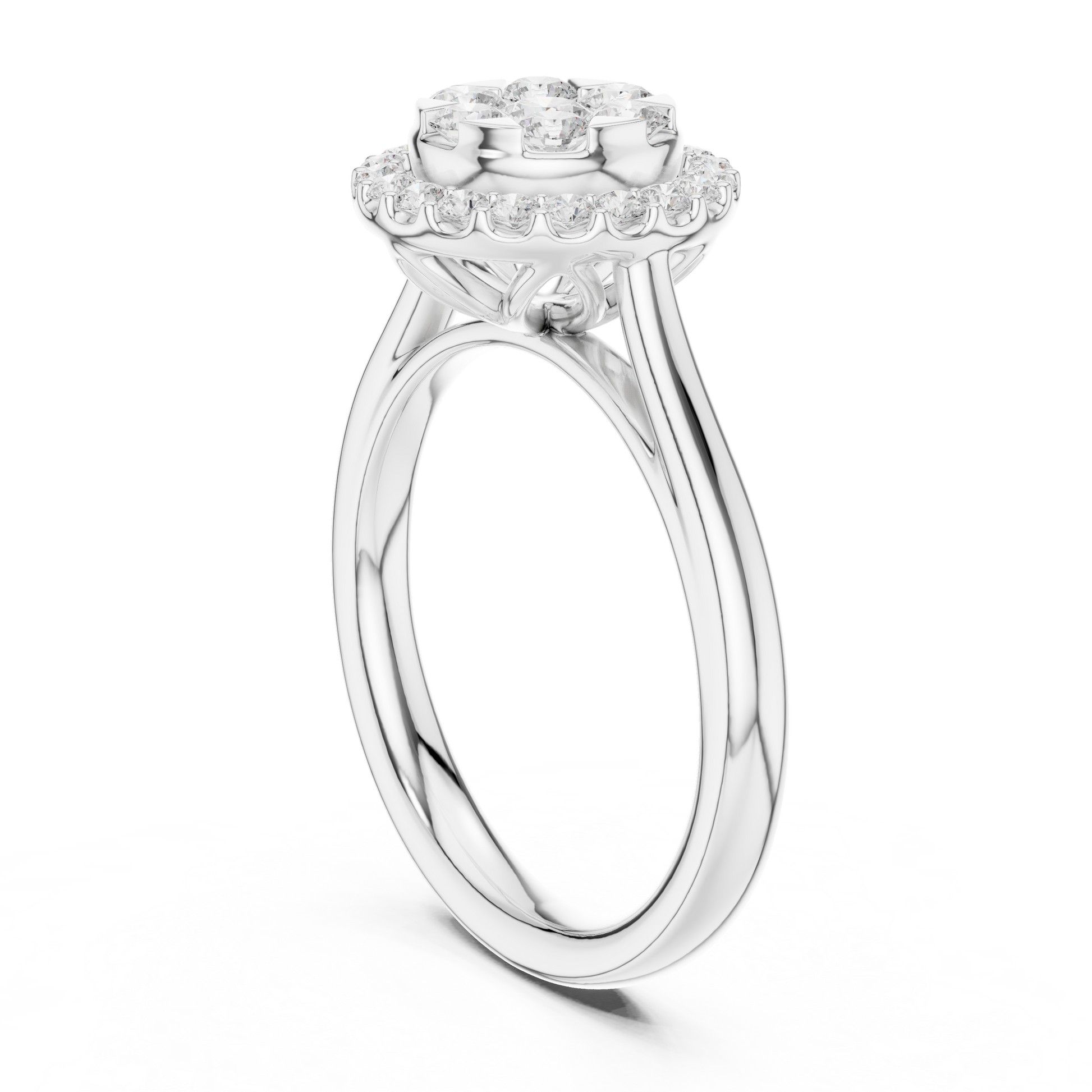 Round Cut Lab Grown Diamond Ring in White Gold