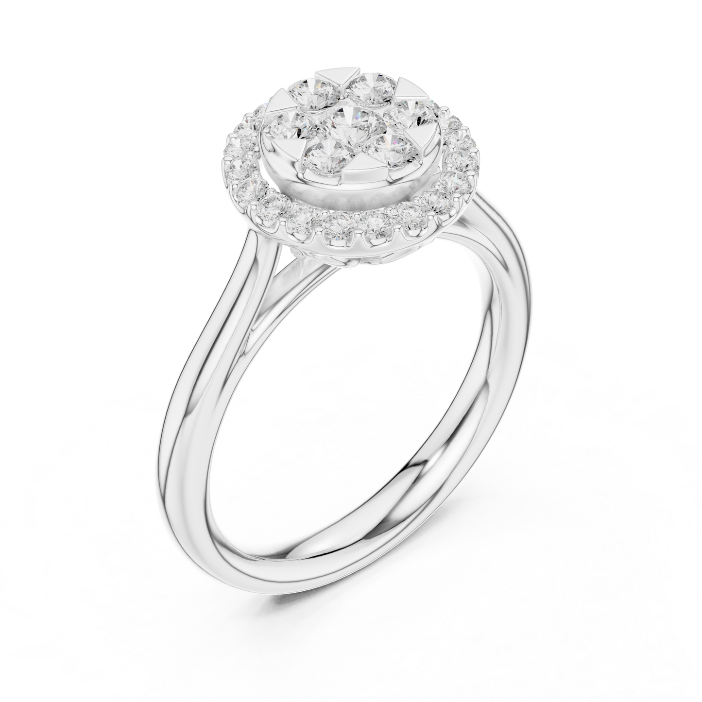 Round Cut Lab Grown Diamond Ring in White Gold