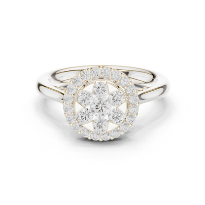 Round Cut Lab Grown Diamond Ring in White Gold