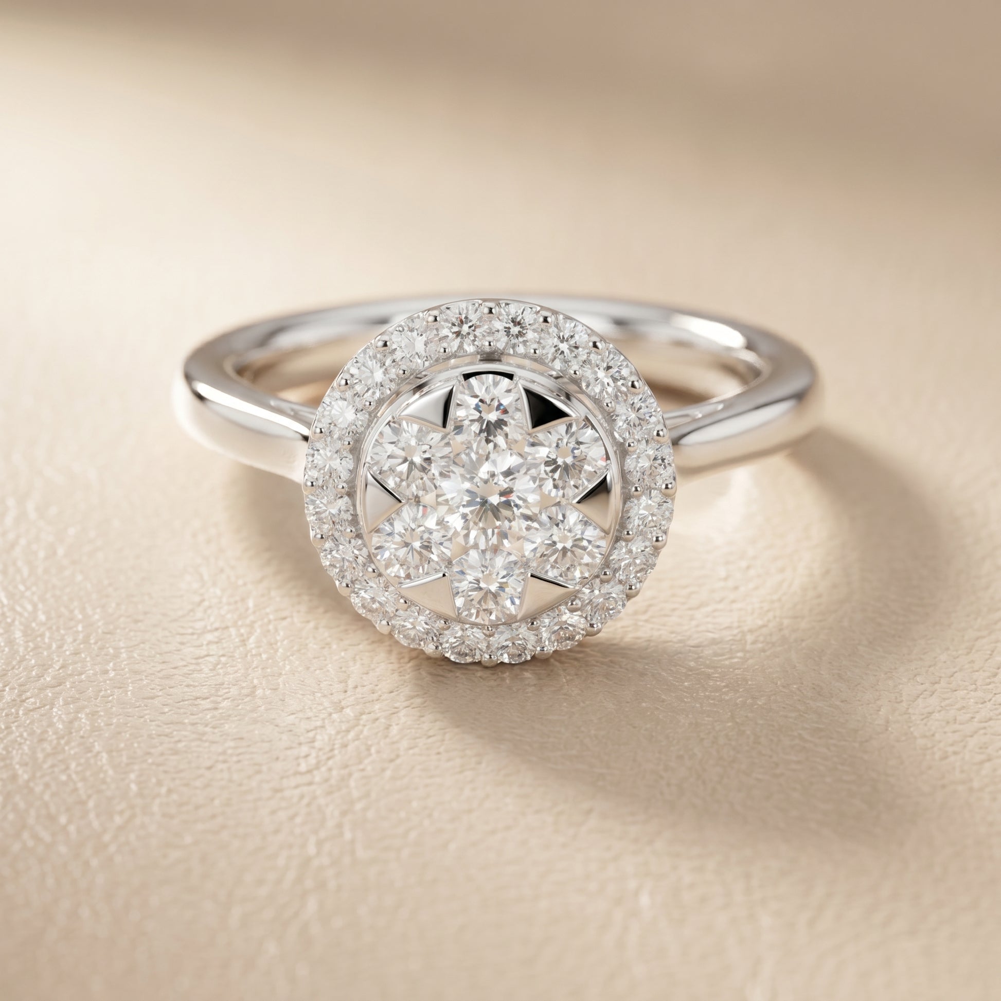 Round Cut Lab Grown Diamond Ring in White Gold