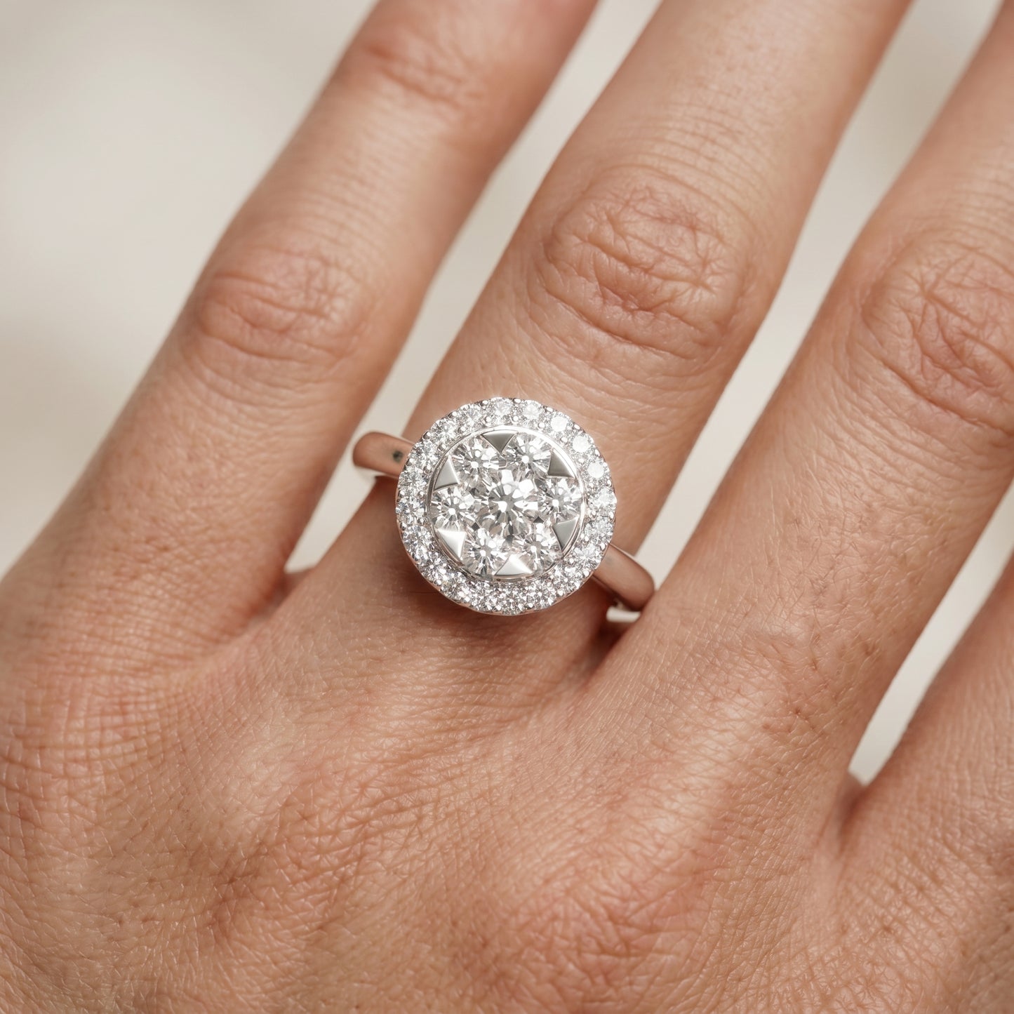 Round Cut Lab Grown Diamond Ring in Silver