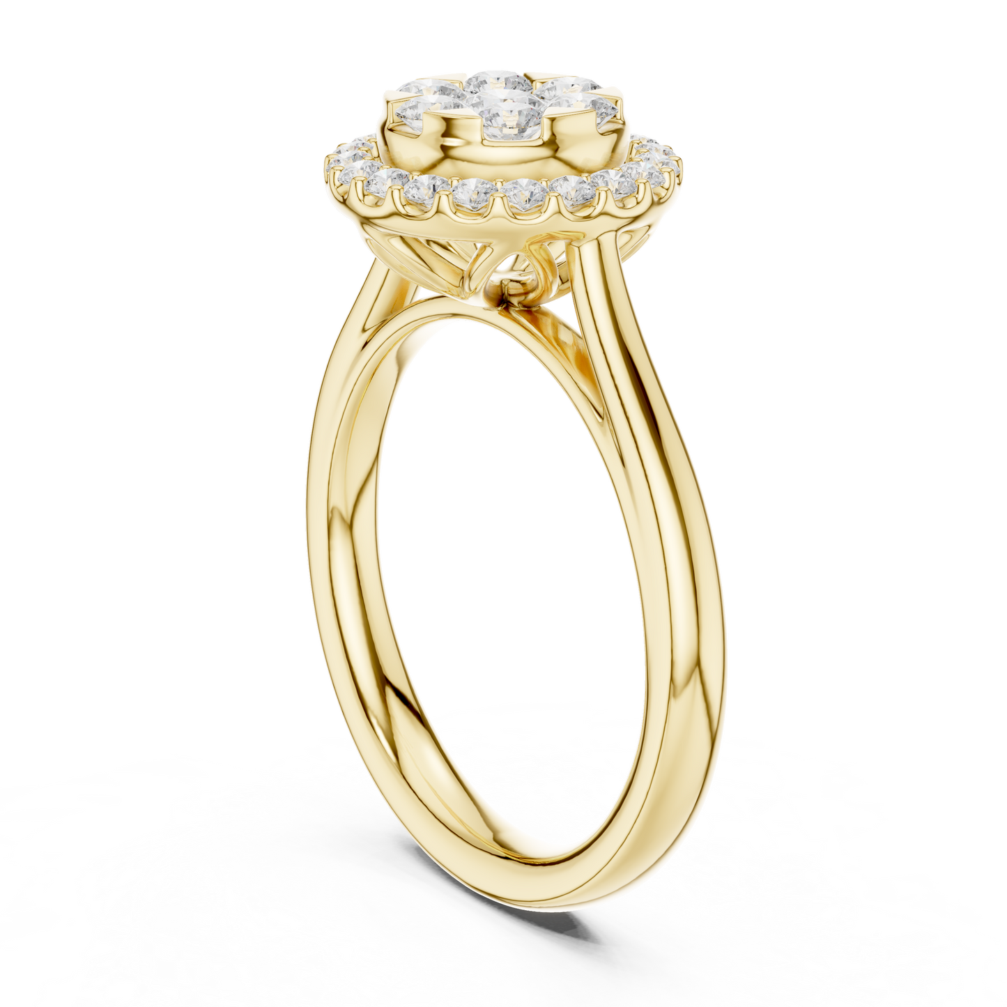 Round Cut Lab Grown Diamond Ring in Yellow Gold