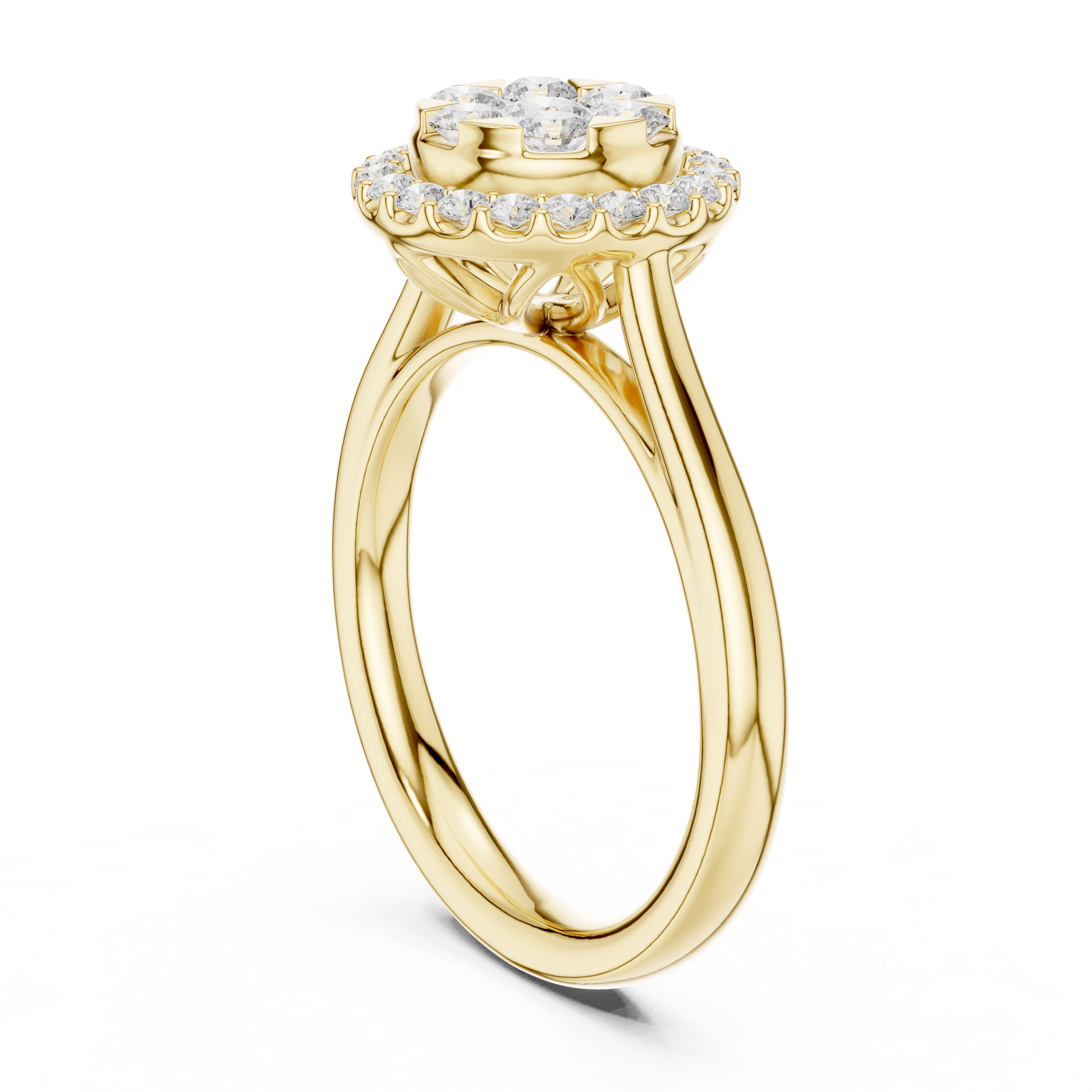 Round Cut Lab Grown Diamond Ring in Yellow Gold