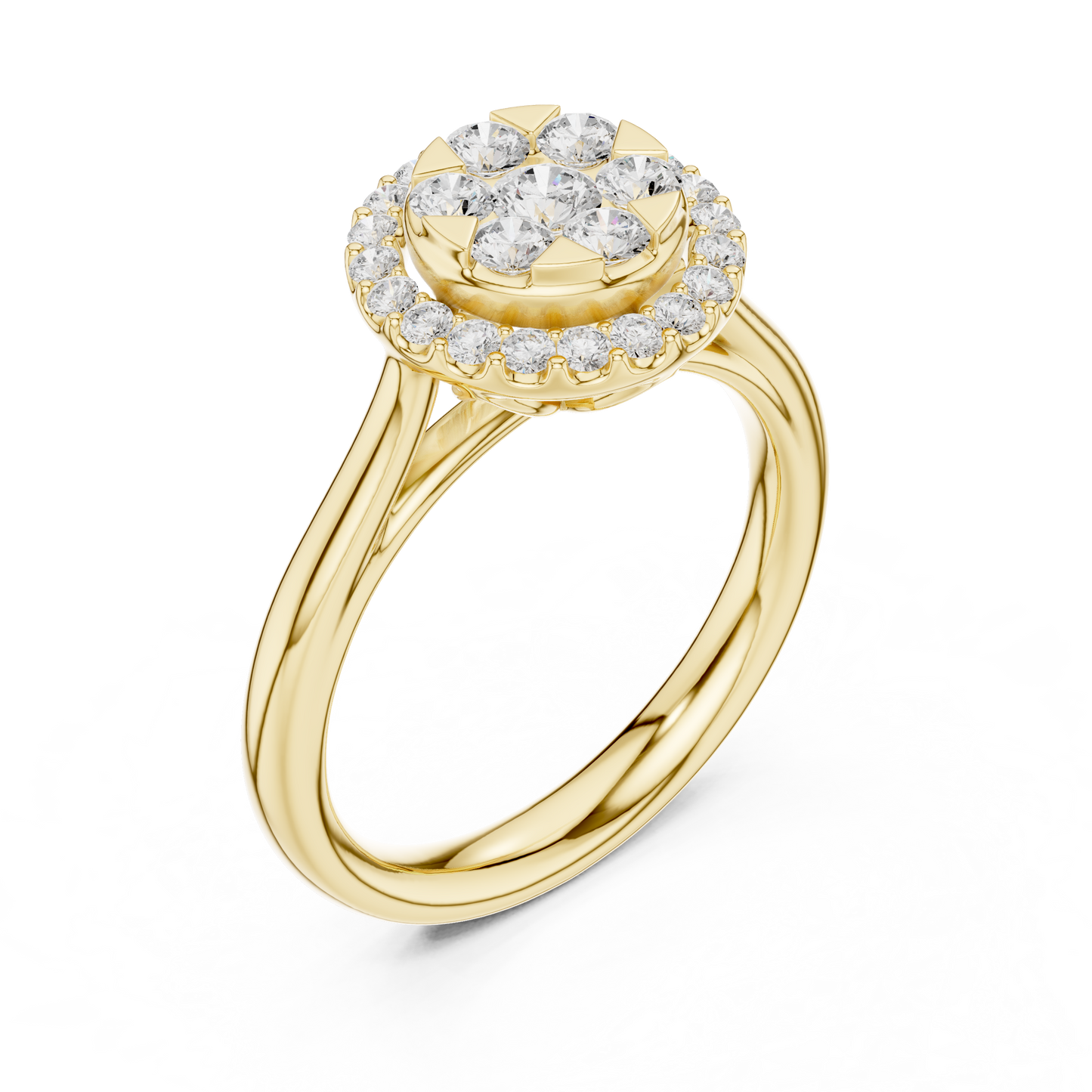 Round Cut Lab Grown Diamond Ring in Yellow Gold
