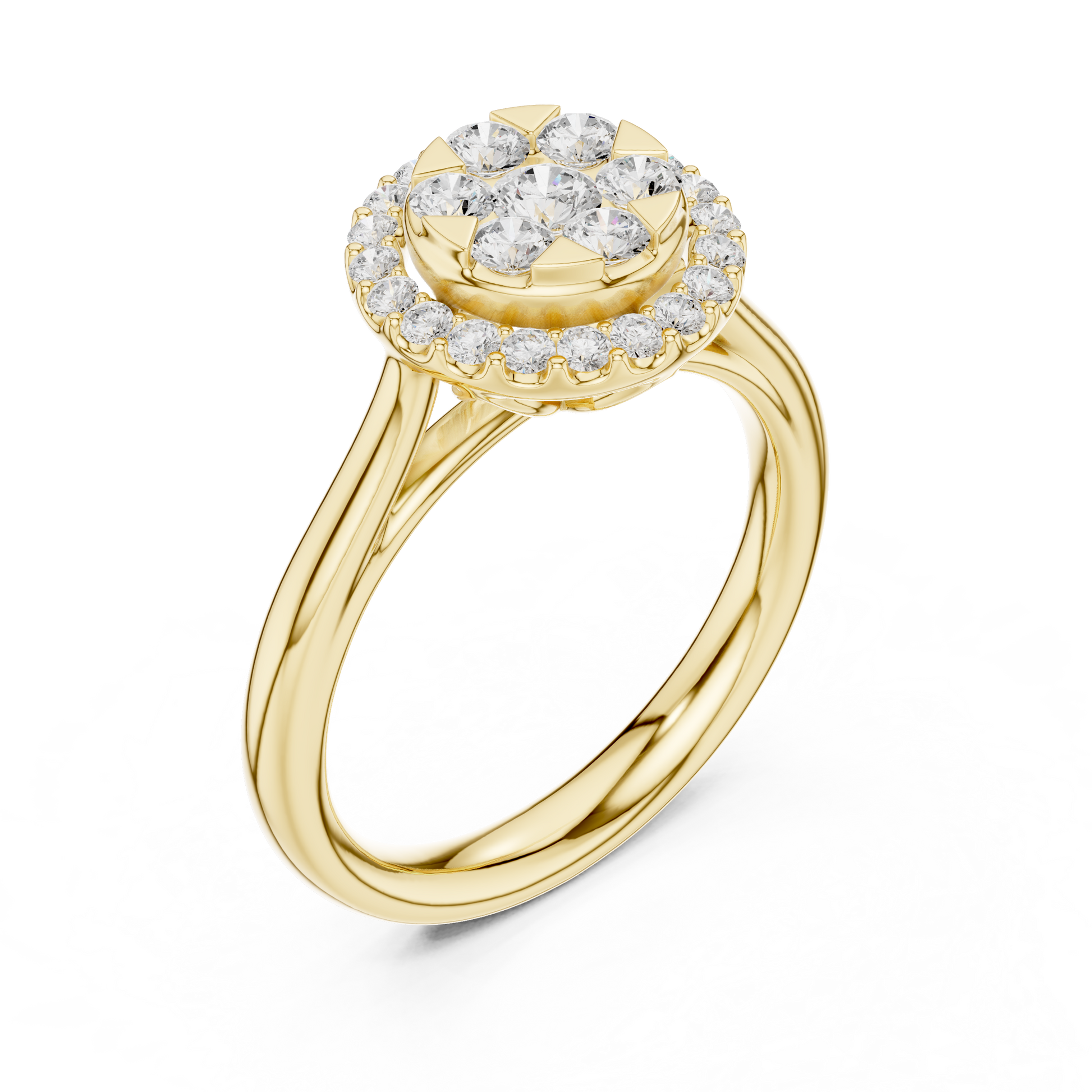 Round Cut Lab Grown Diamond Ring in Yellow Gold