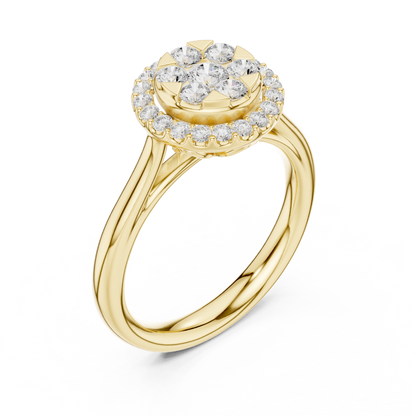 Round Cut Lab Grown Diamond Ring in Yellow Gold