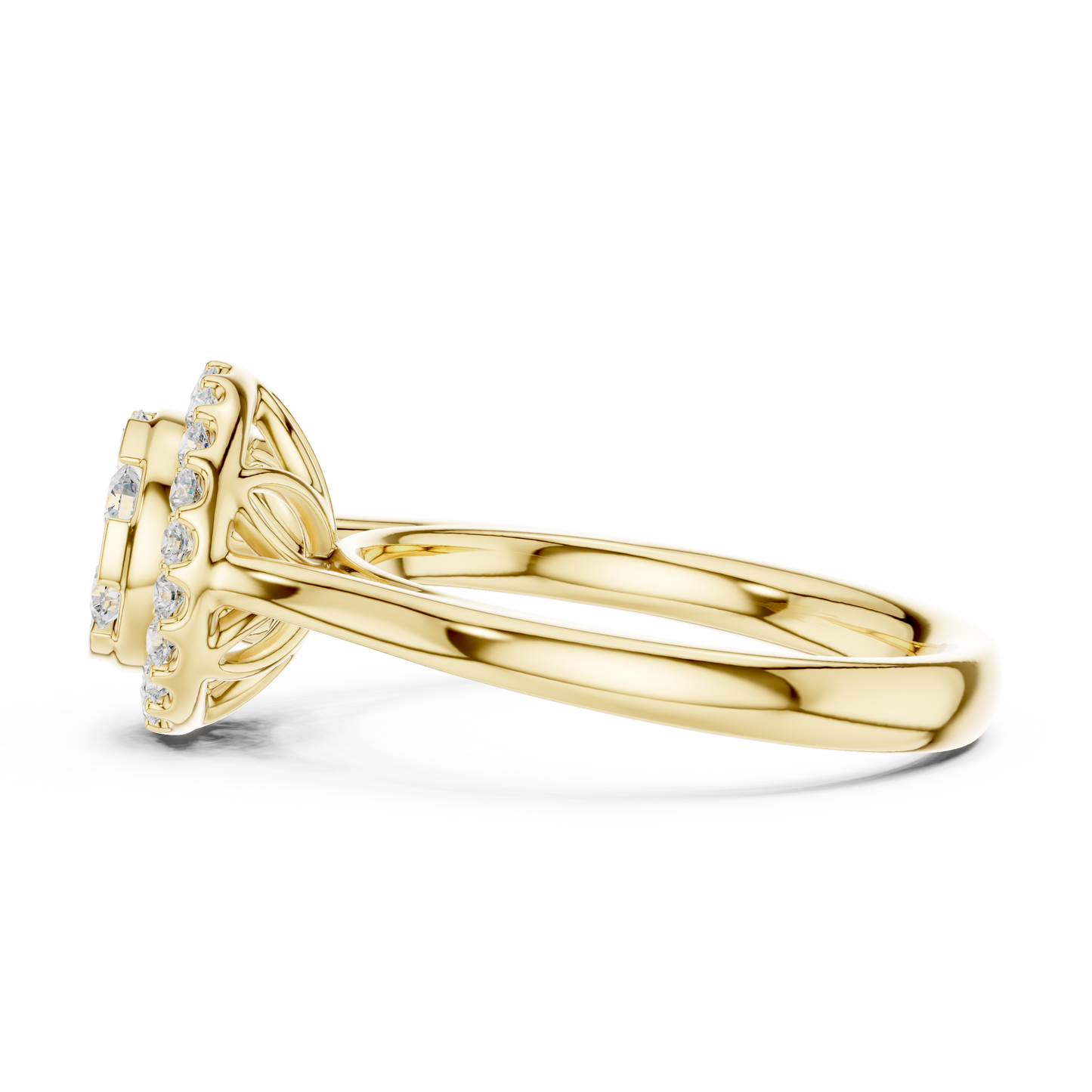 Round Cut Lab Grown Diamond Ring in Yellow Gold