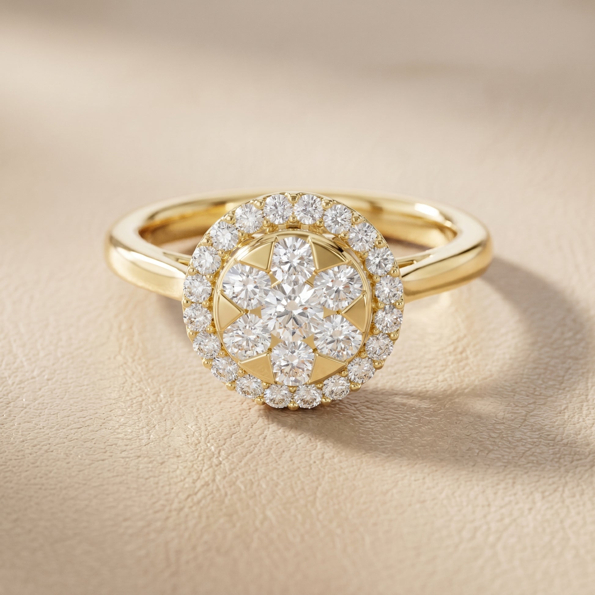 Round Cut Lab Grown Diamond Ring in Yellow Gold