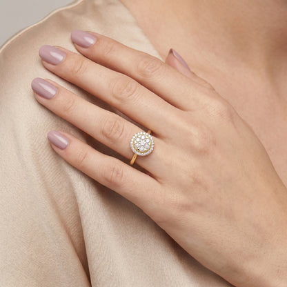 Round Cut Lab Grown Diamond Ring in Yellow Gold