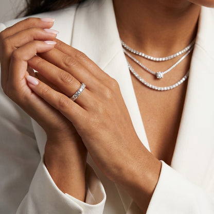 Round Cut Lab Grown Diamond Ring in White Gold