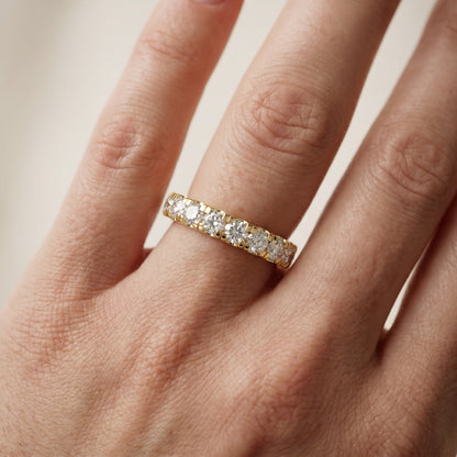 Round Cut Lab Grown Diamond Ring in Yellow Gold