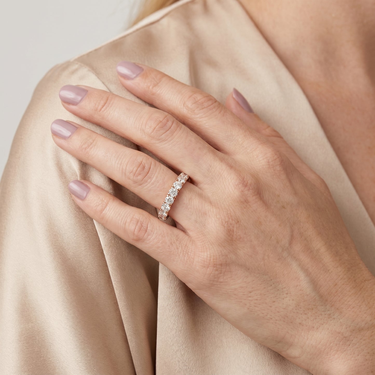 Round Cut Lab Grown Diamond Ring in Rose Gold