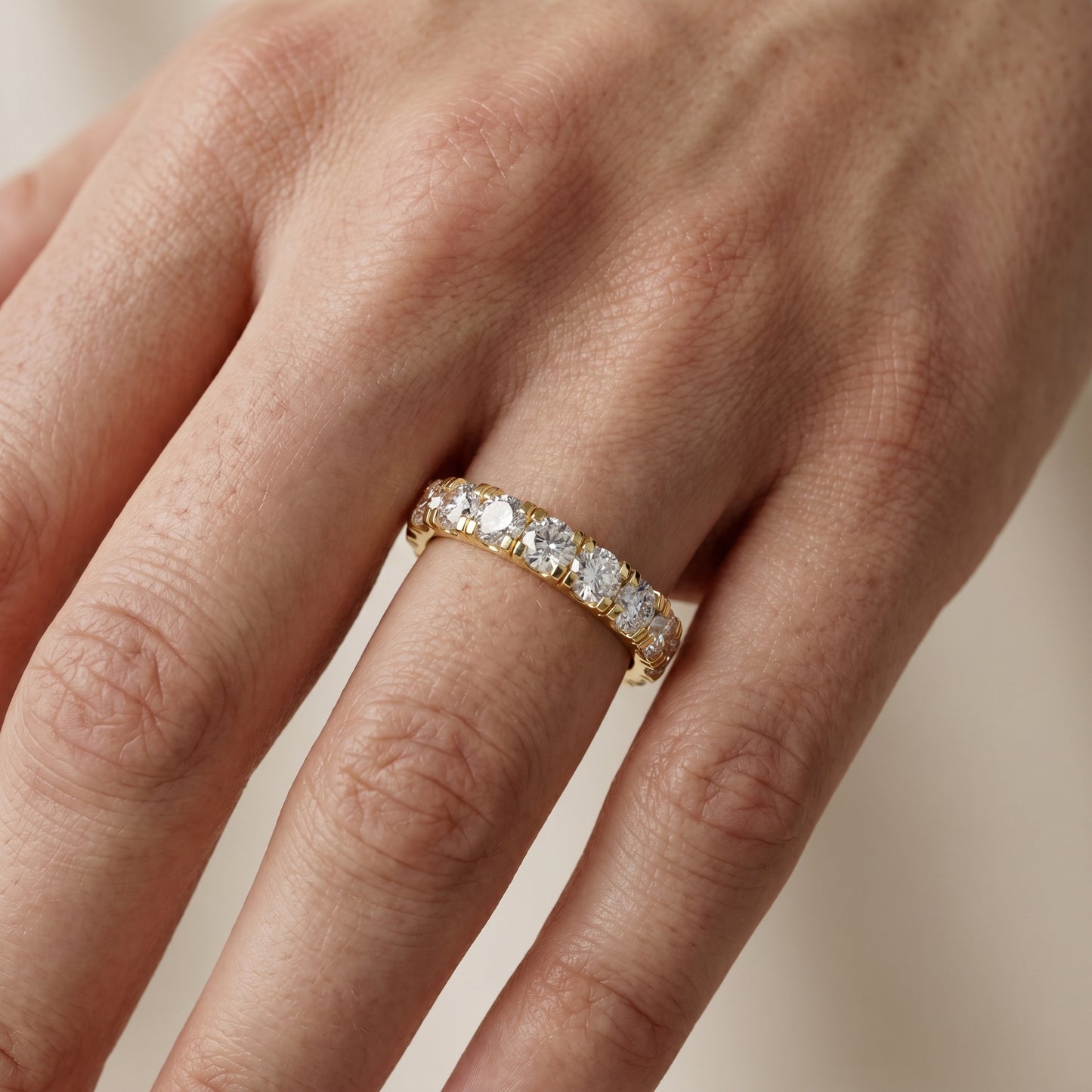 Round Cut Lab Grown Diamond Ring in Yellow Gold