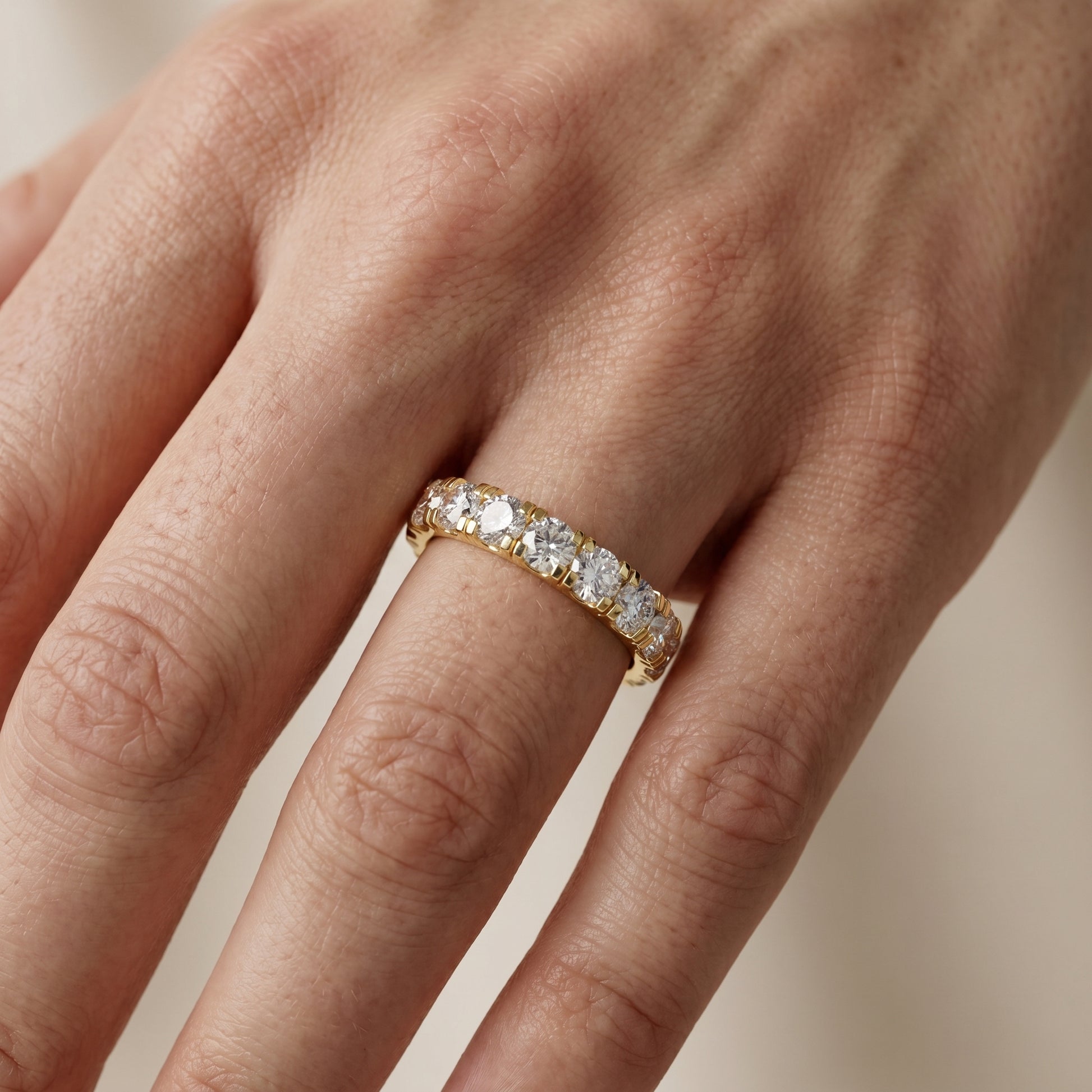 Round Cut Lab Grown Diamond Ring in Yellow Gold