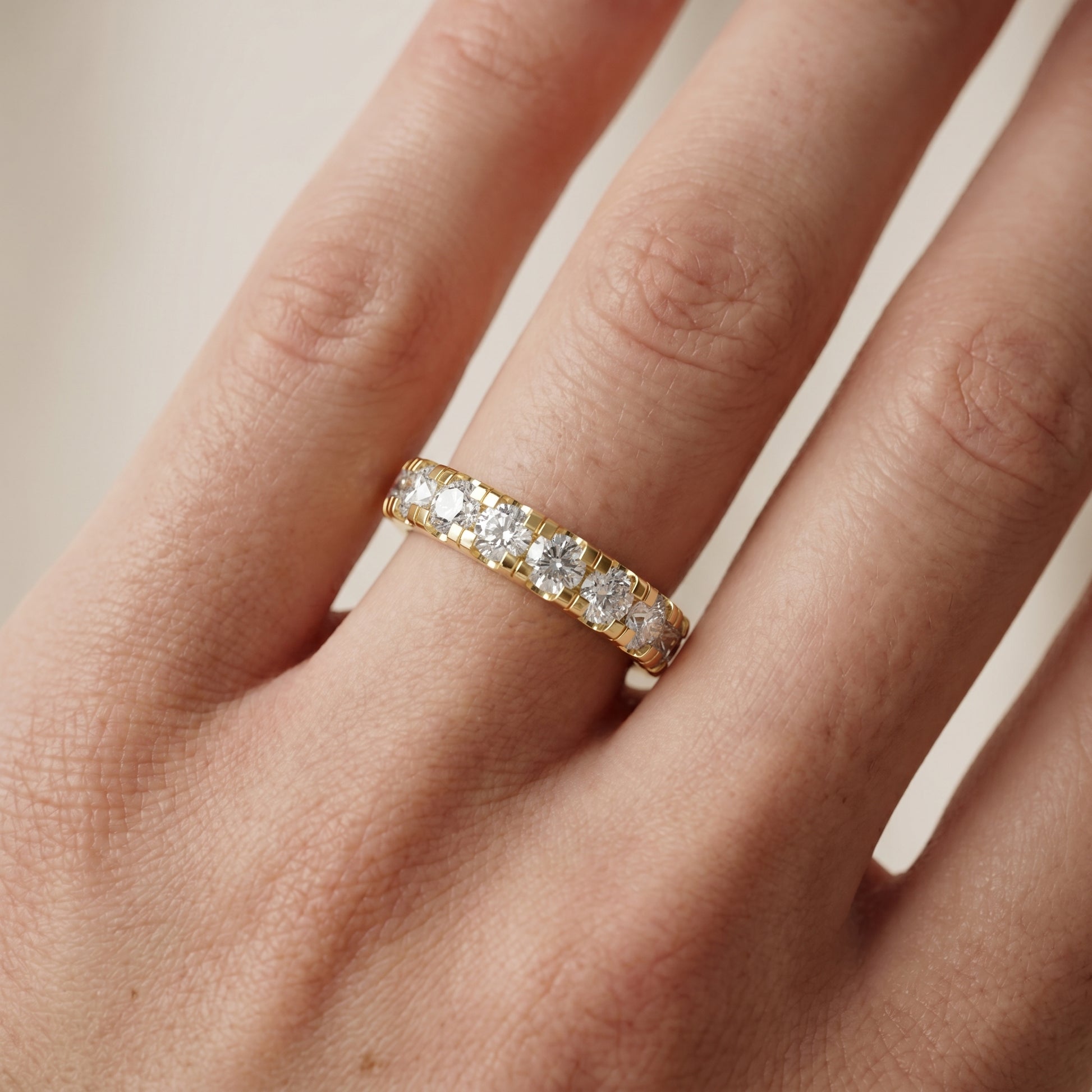 Round Cut Lab Grown Diamond Ring in Yellow Gold
