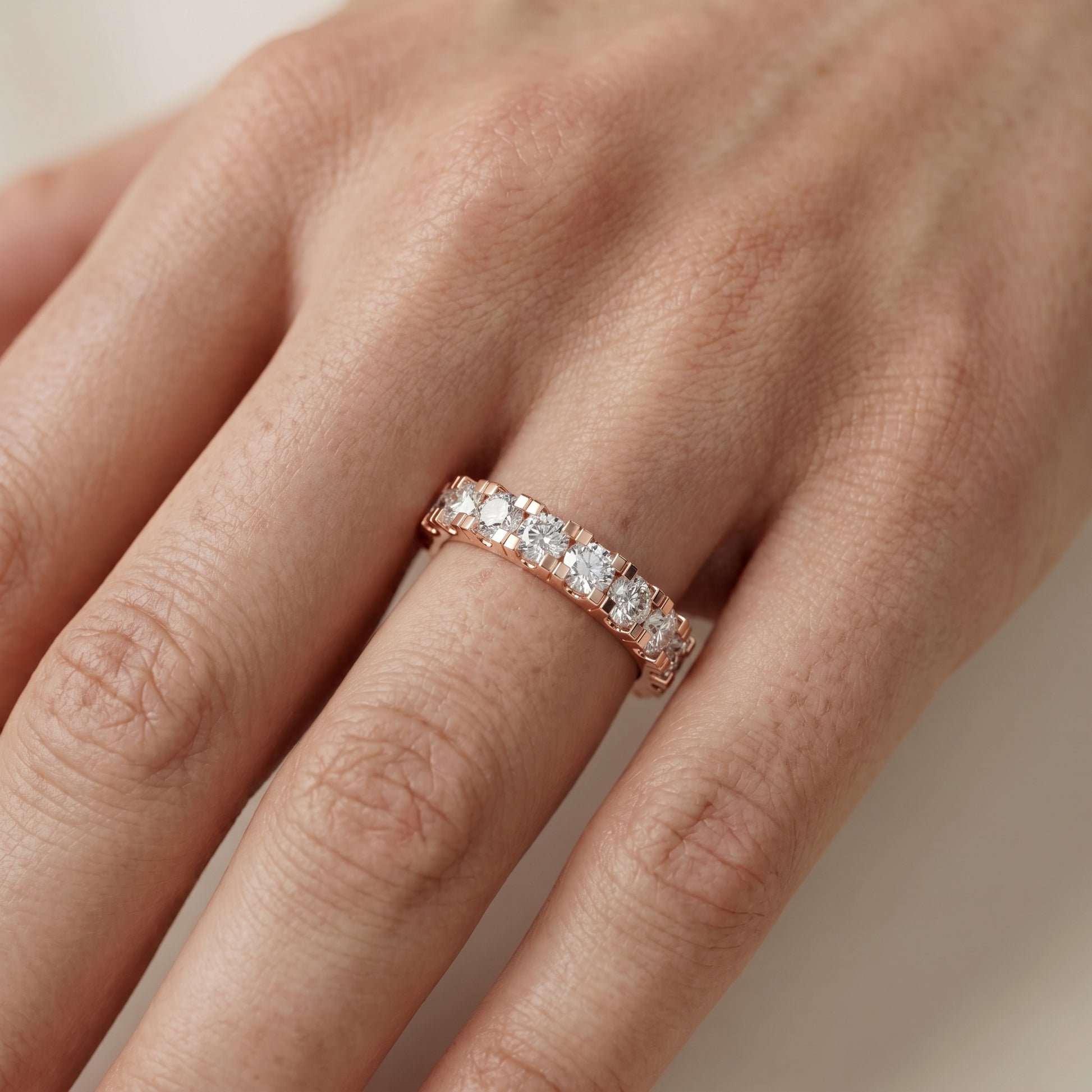 Round Cut Lab Grown Diamond Ring in Rose Gold