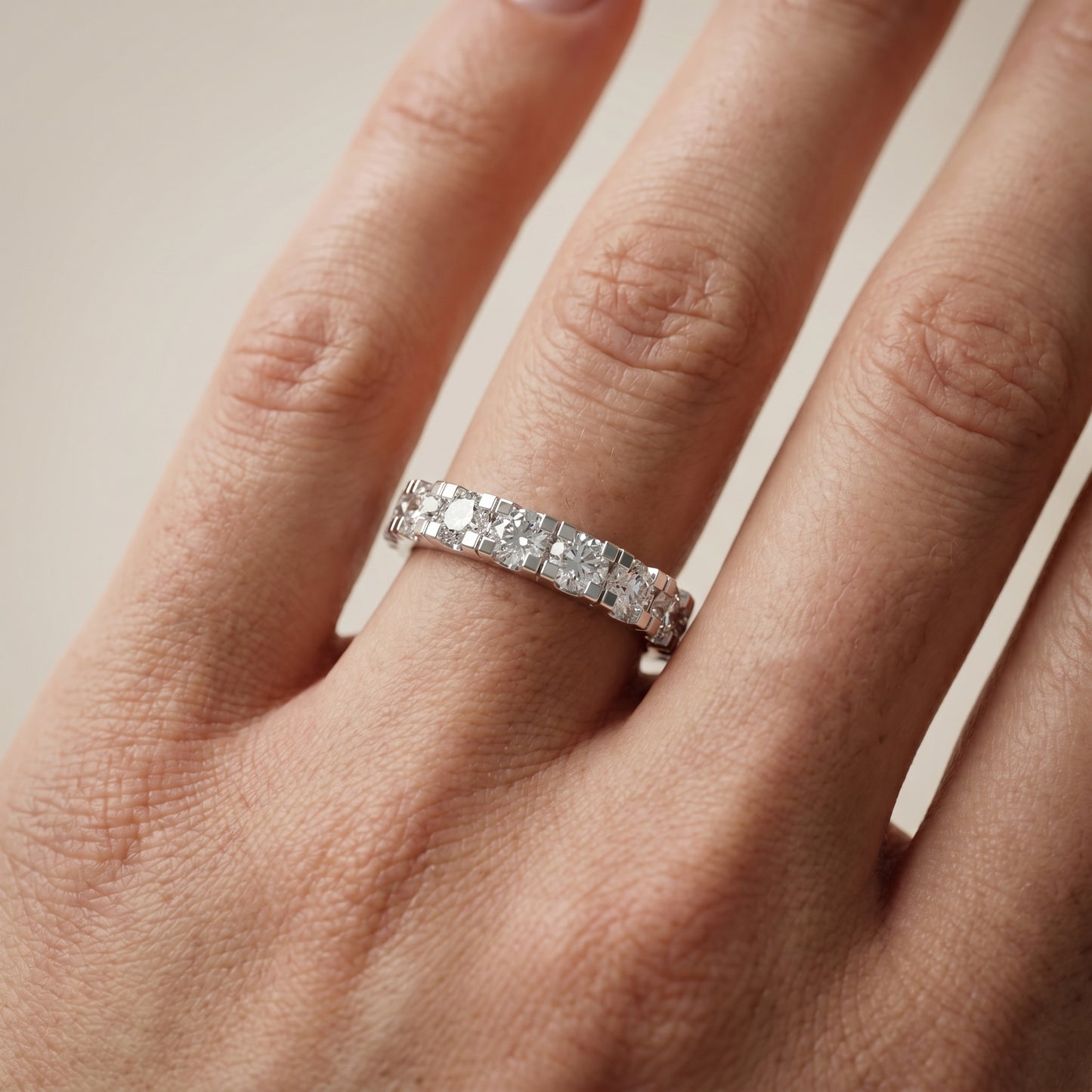 Round Cut Lab Grown Diamond Ring in Silver