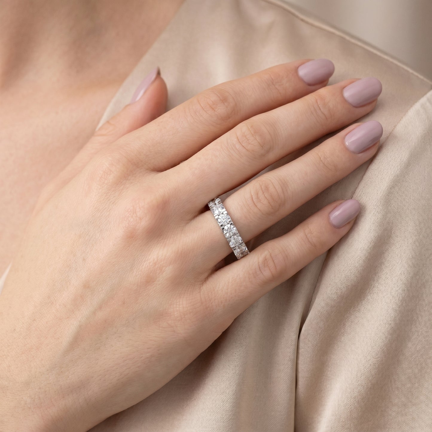 Round Cut Lab Grown Diamond Ring in White Gold