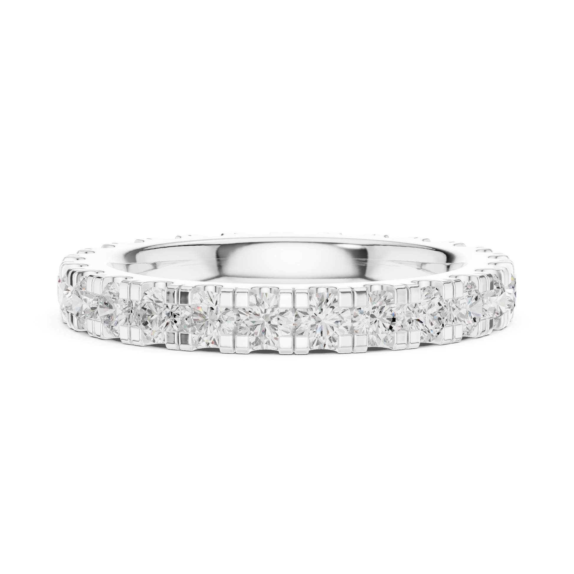Round Cut Lab Grown Diamond Ring in Silver