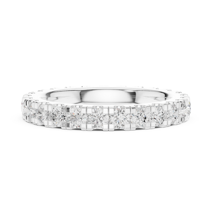 Round Cut Lab Grown Diamond Ring in Silver