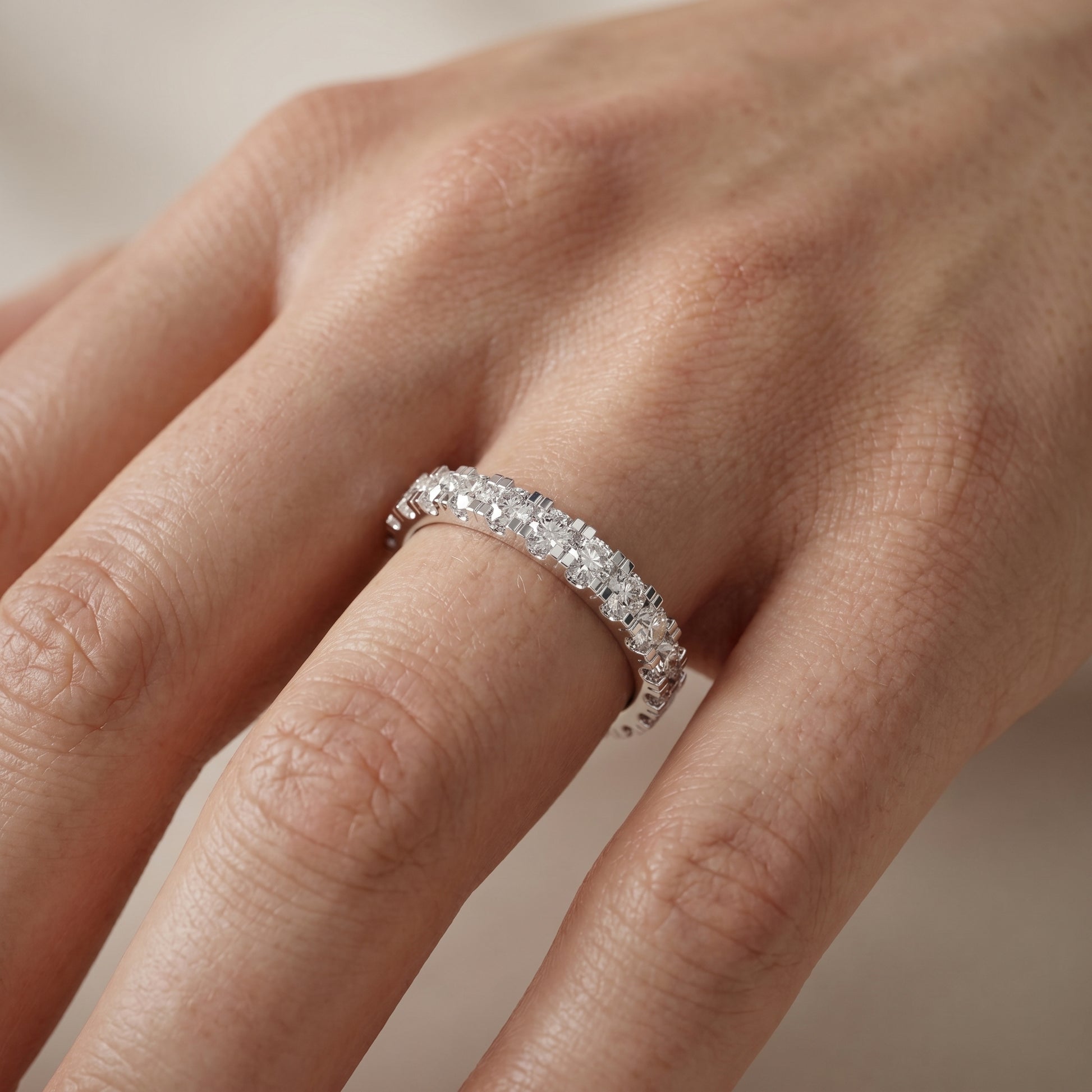 Round Cut Lab Grown Diamond Ring in Silver