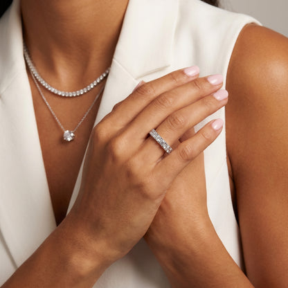 Round Cut Lab Grown Diamond Ring in White Gold