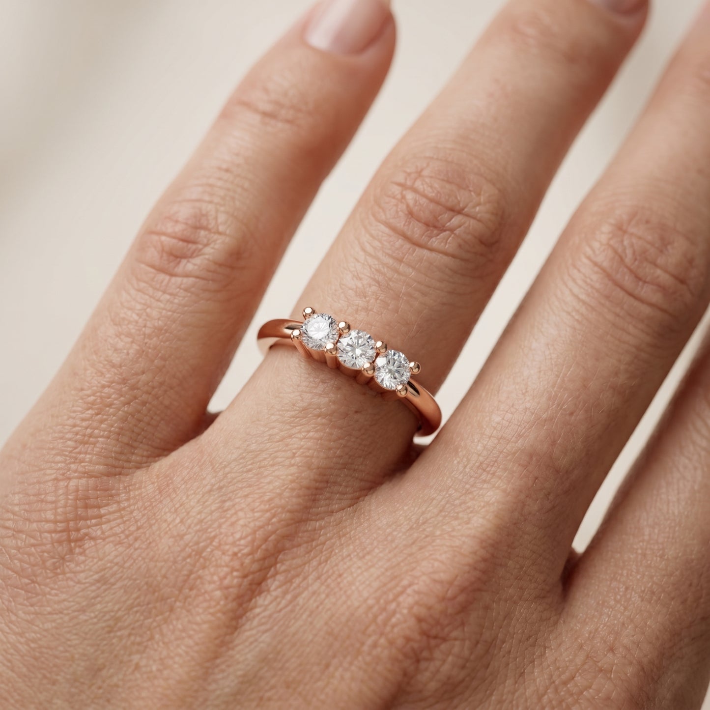 Round Cut Lab Grown Diamond Ring in Rose Gold
