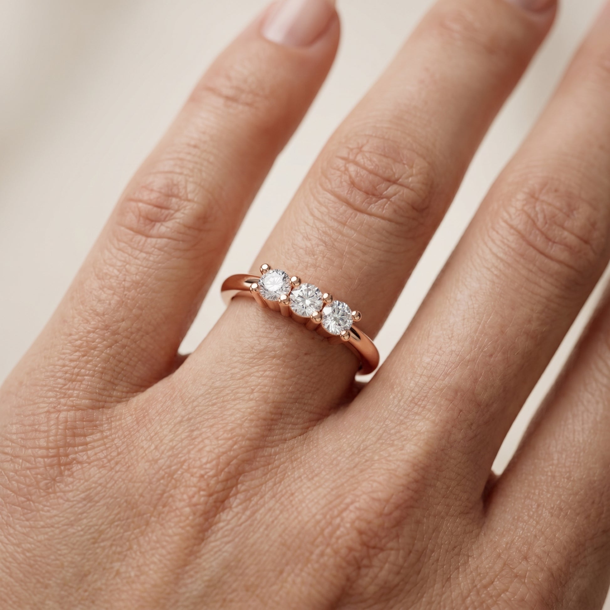 Round Cut Lab Grown Diamond Ring in Rose Gold