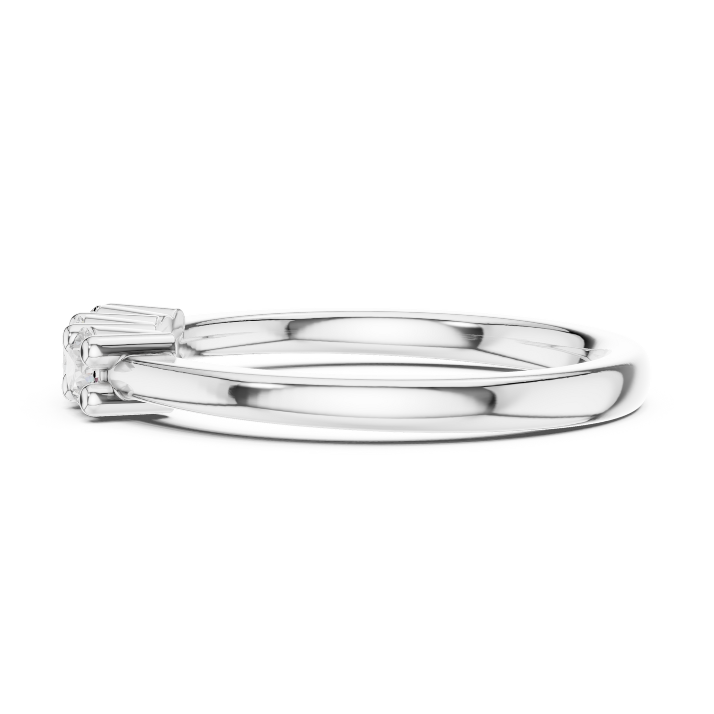 Round Cut Lab Grown Diamond Ring in White Gold
