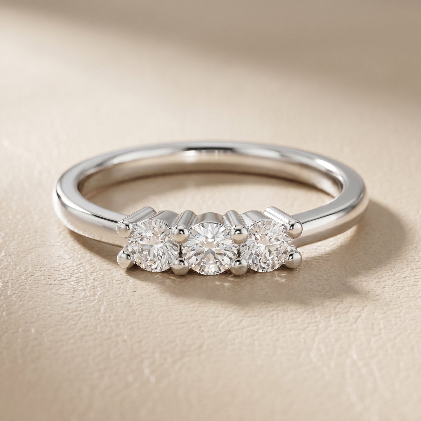 Round Cut Lab Grown Diamond Ring in Silver