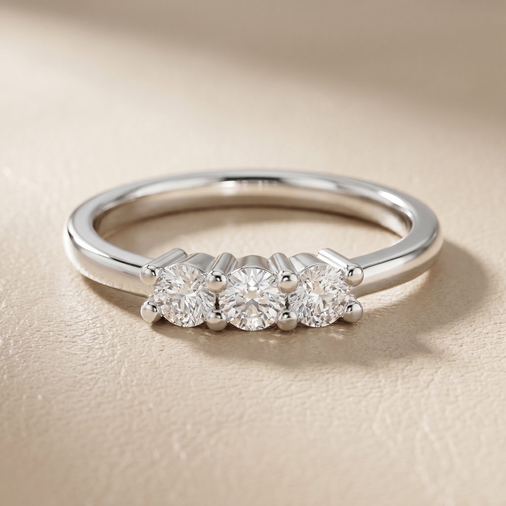 Round Cut Lab Grown Diamond Ring in Silver