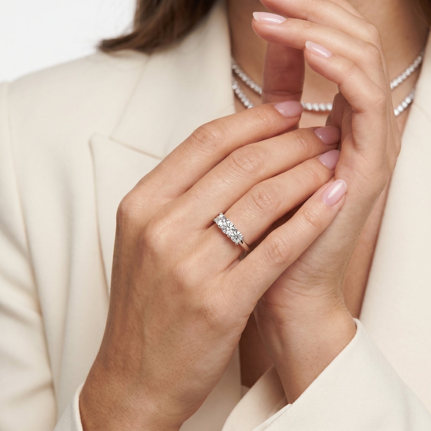 Round Cut Lab Grown Diamond Ring in White Gold
