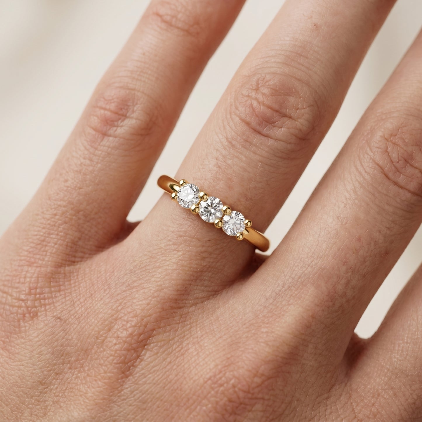 Round Cut Lab Grown Diamond Ring in Yellow Gold