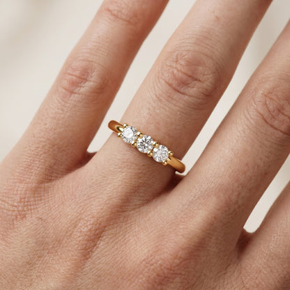 Round Cut Lab Grown Diamond Ring in Yellow Gold