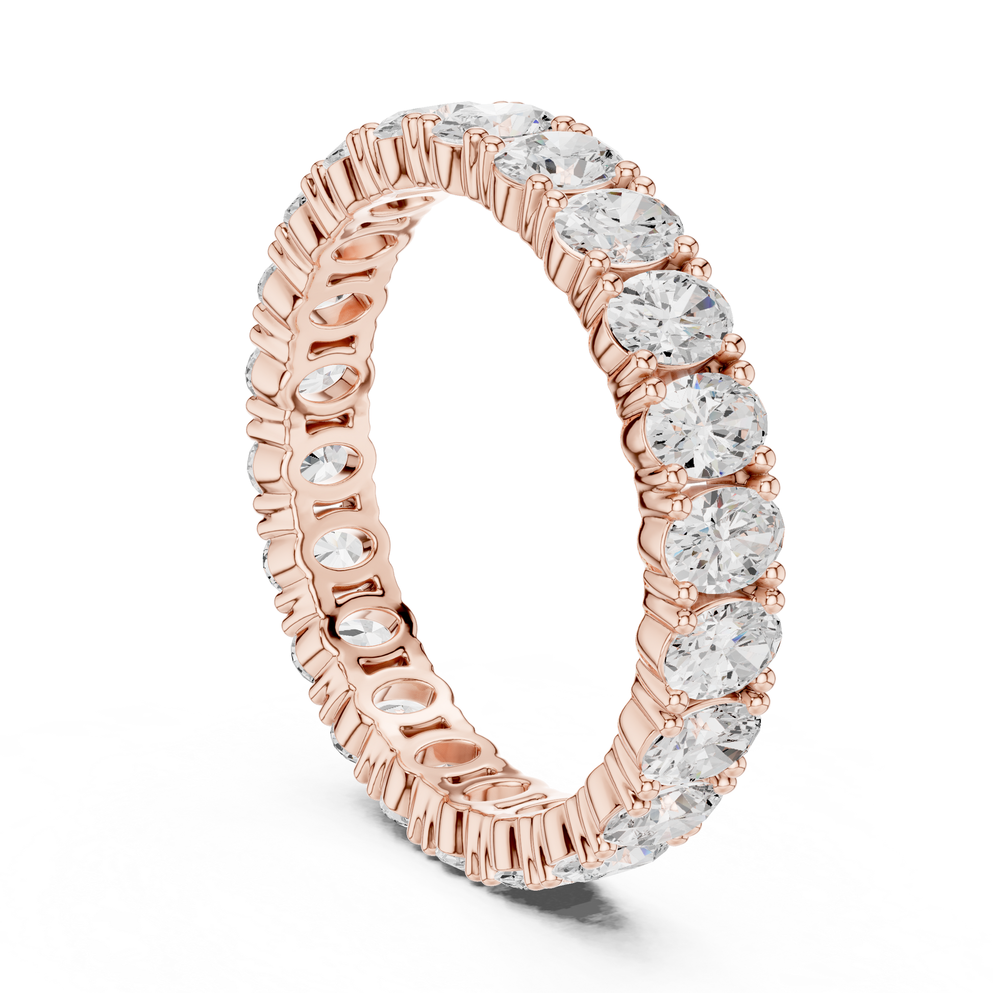Oval Cut Lab Grown Diamond Eternity Ring in Rose Gold