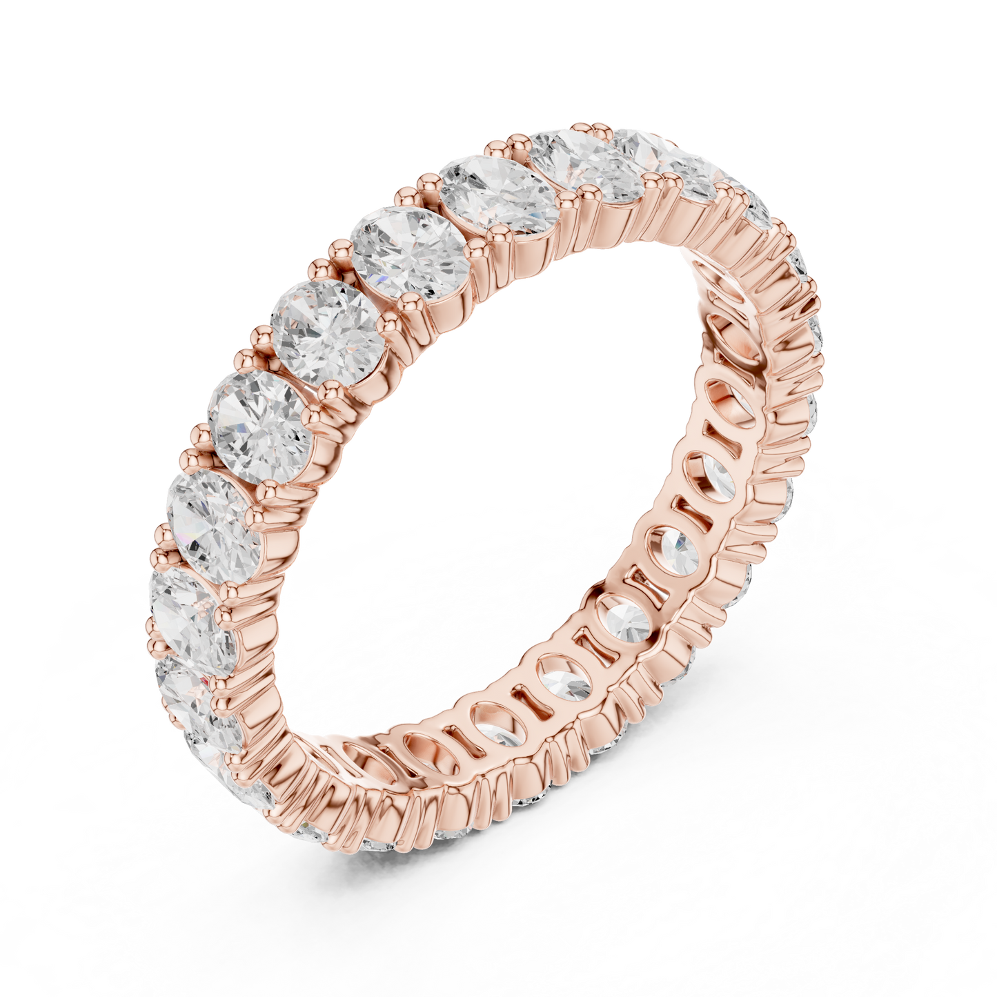 Oval Cut Lab Grown Diamond Eternity Ring in Rose Gold