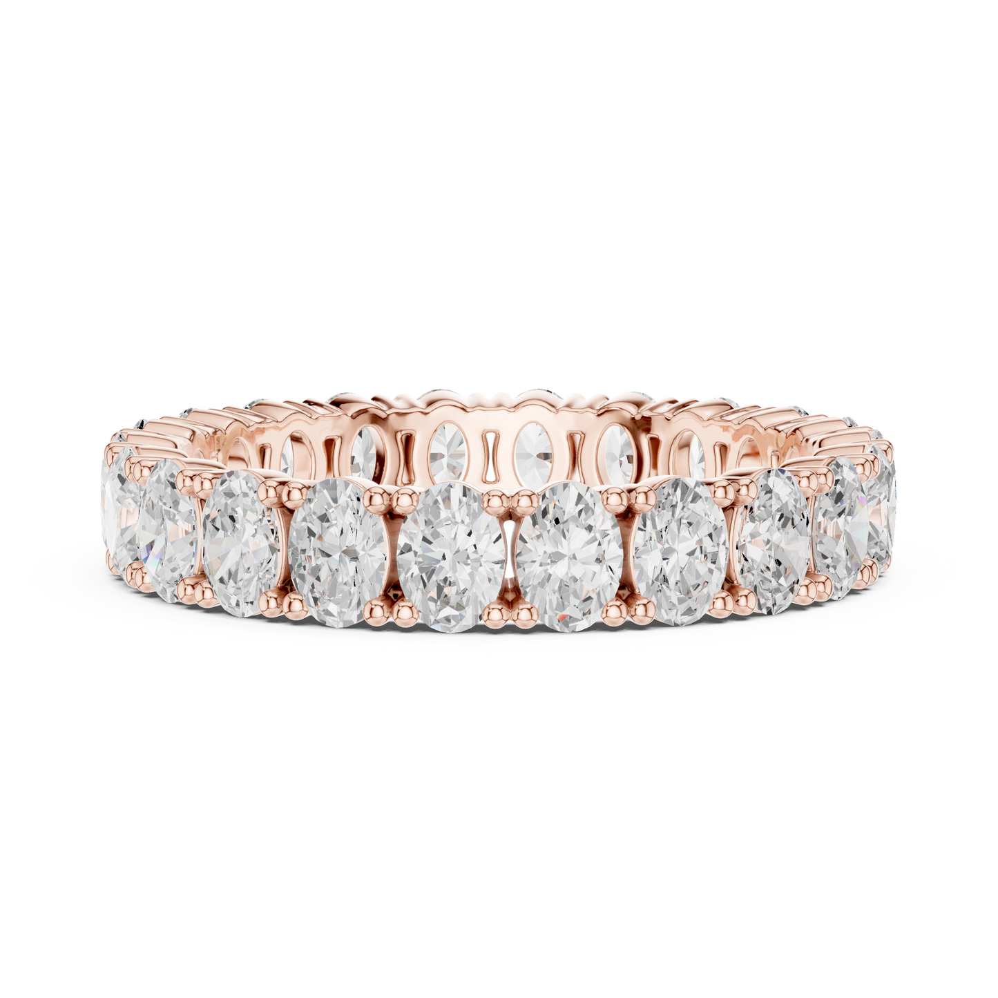 Oval Cut Lab Grown Diamond Eternity Ring in Rose Gold