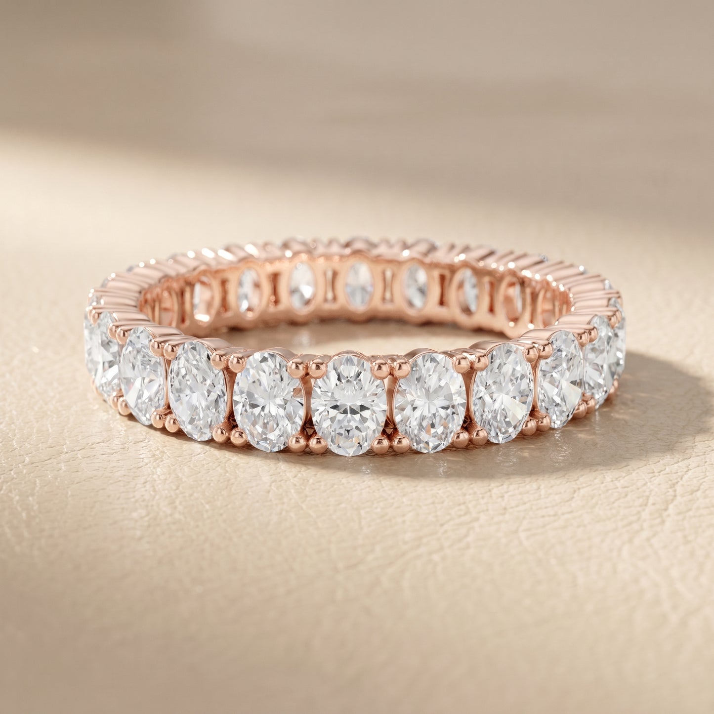 Oval Cut Lab Grown Diamond Eternity Ring in Rose Gold
