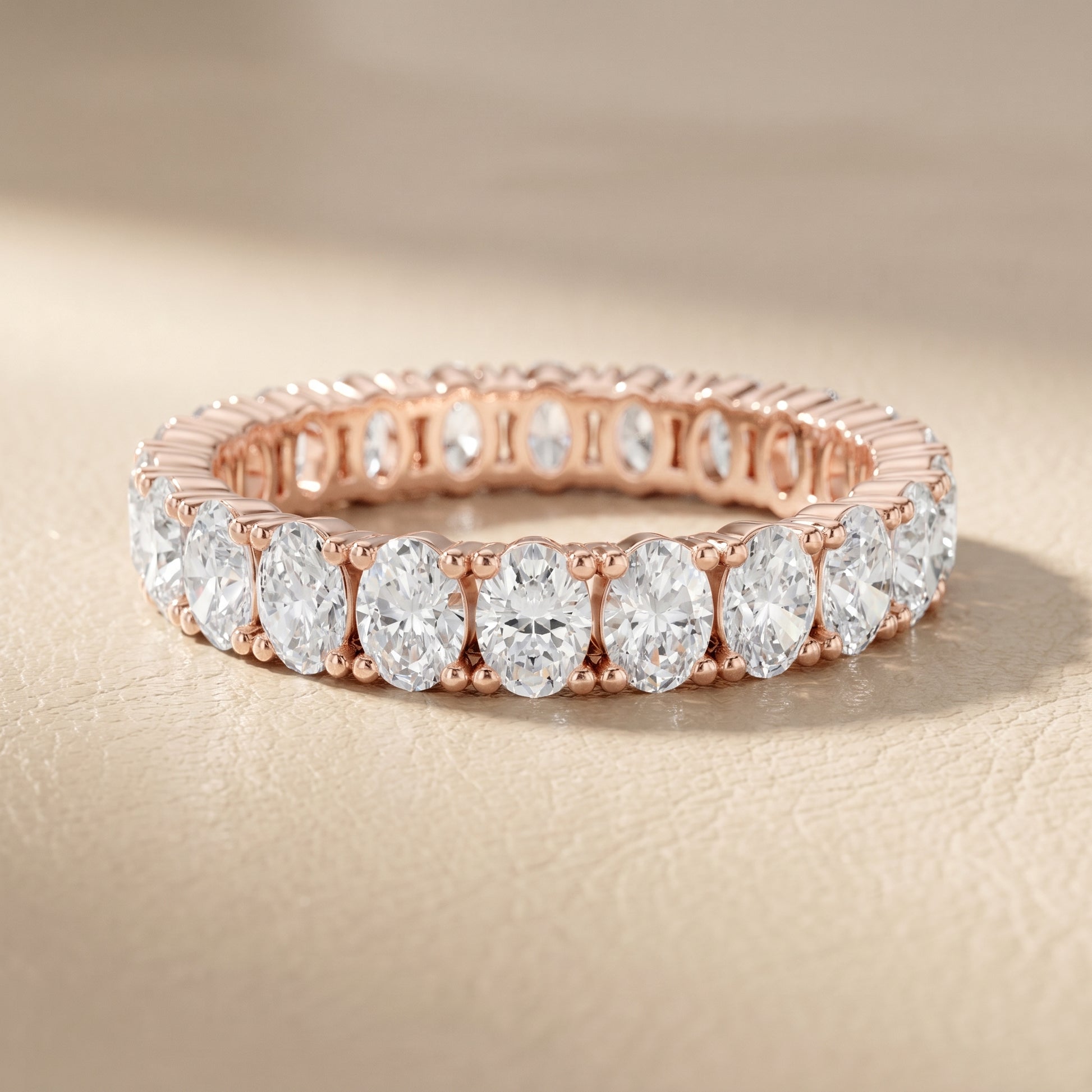 Oval Cut Lab Grown Diamond Eternity Ring in Rose Gold